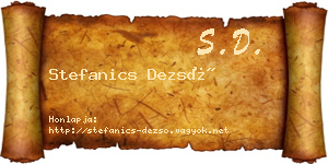 Stefanics Dezső névjegykártya